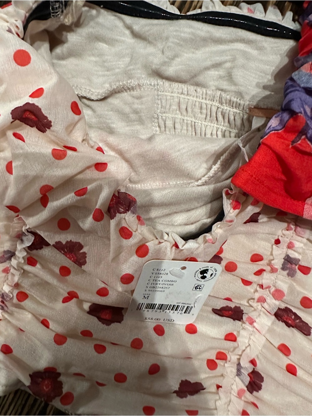 FREE PEOPLE NWT TUBE TOP BUNDLE Strapless - Red Polka Flora - Picture 5 of 7
